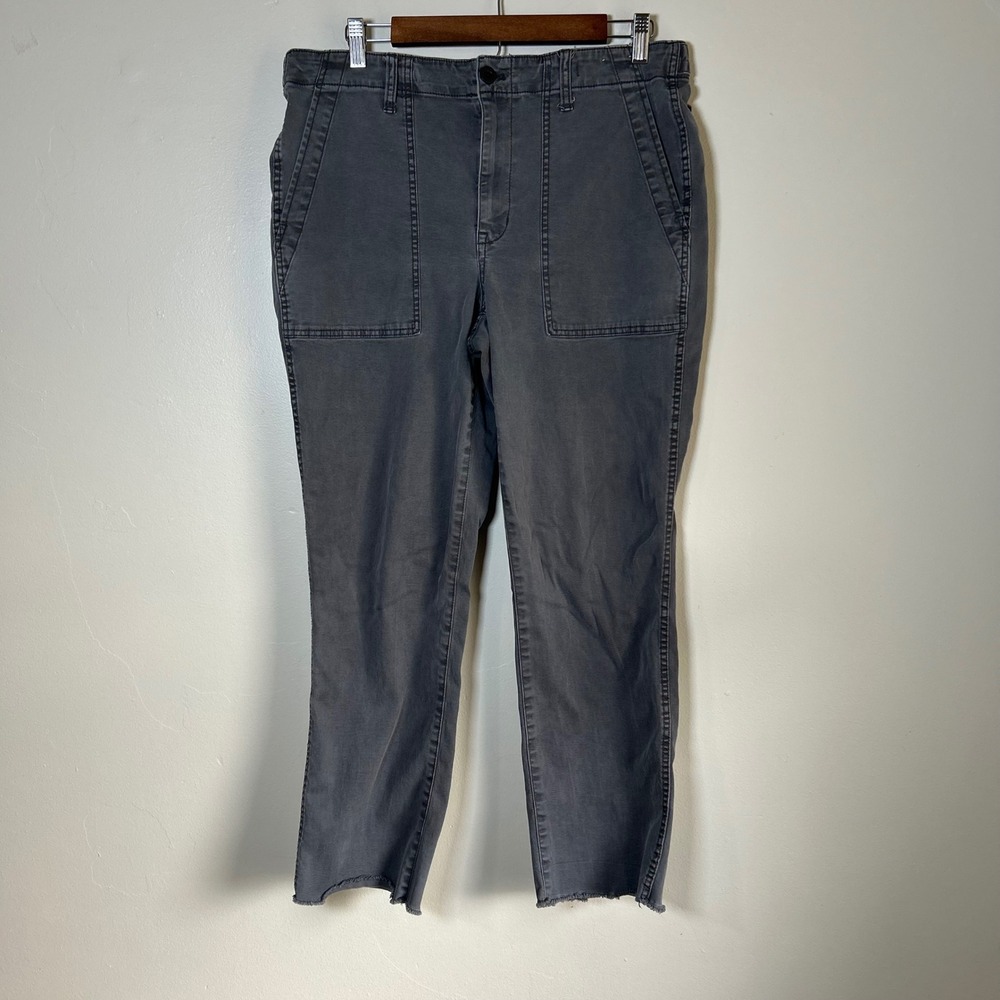Madewell The Slim Straight Utility Pant Women 30 Grey Raw Hem High Rise‎ Cotton